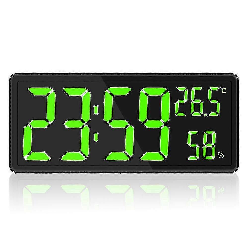 Digital Clock Large Display, Large Digital Wall Clock With Temperature And Humidity, Digital Wall Clock With Led Numbers For Bedroom, Office, Clear Re