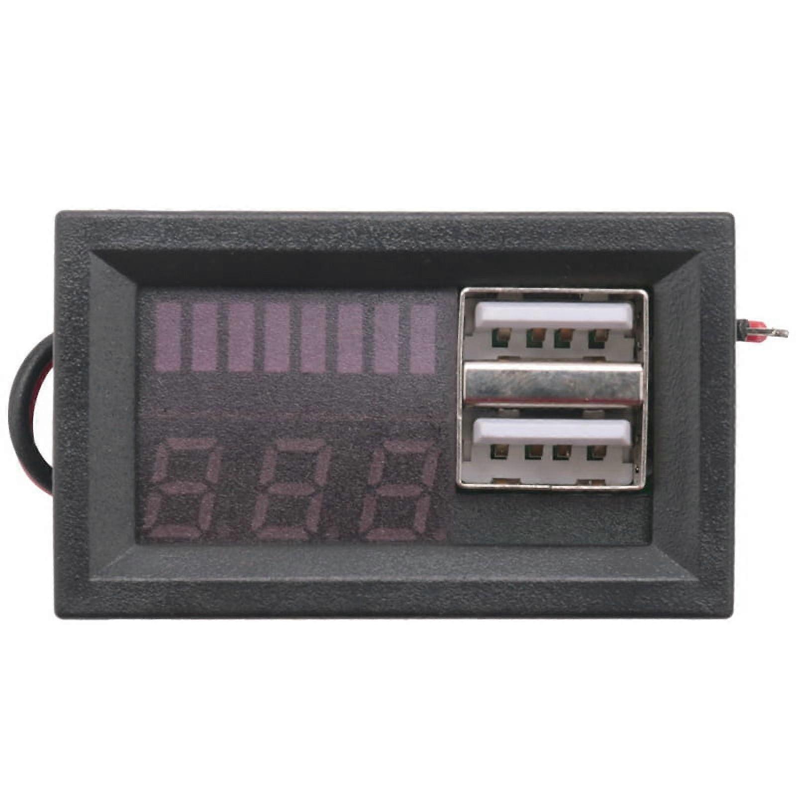 Red Led Digital Display Voltmeter Mini Voltage Meter Volt Tester Panel for Dc 12V Cars Motorcycles Vehicles Usb 5V2a Output 12.6V Battery