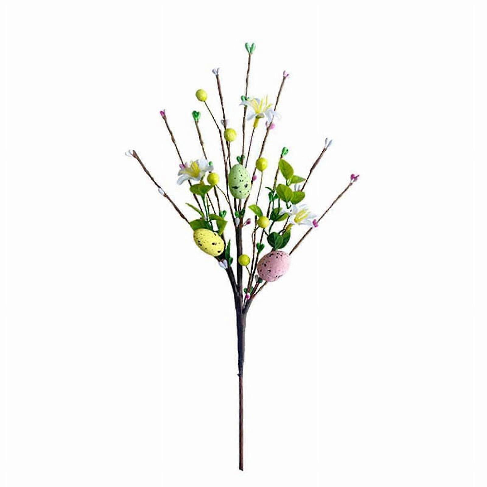 Artificial Easter Vine with Pastel Easter Eggs and Berries- Decorative Spring Floral Stems-Easter Egg Branches F