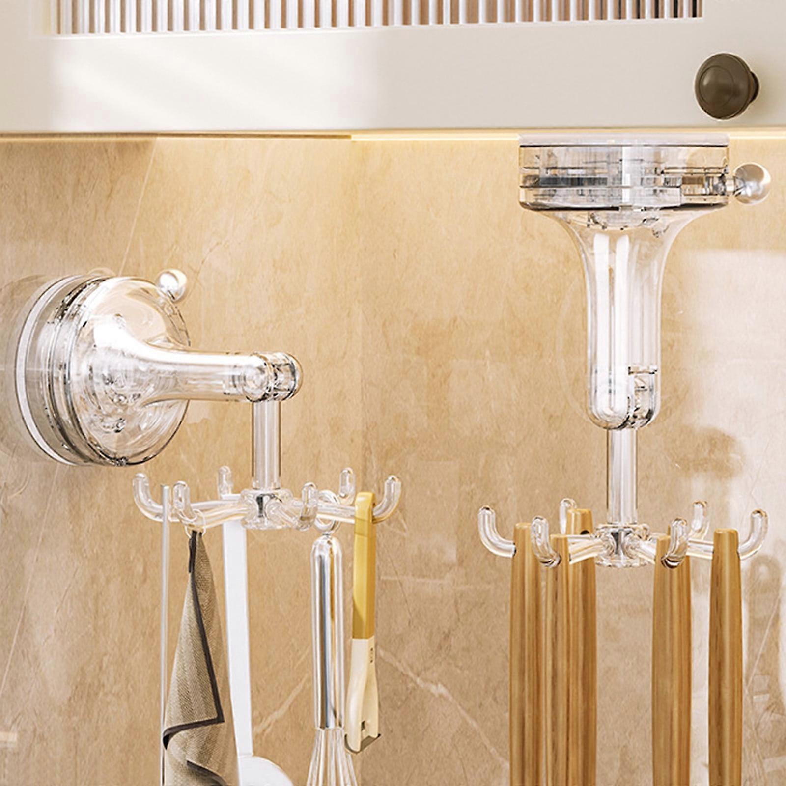 DcGZvy Wall Hooks for Hanging Kitchen Suction Cup Six-Claw Rotating Hook Rack Plastic Hooks Black of Friday Deals