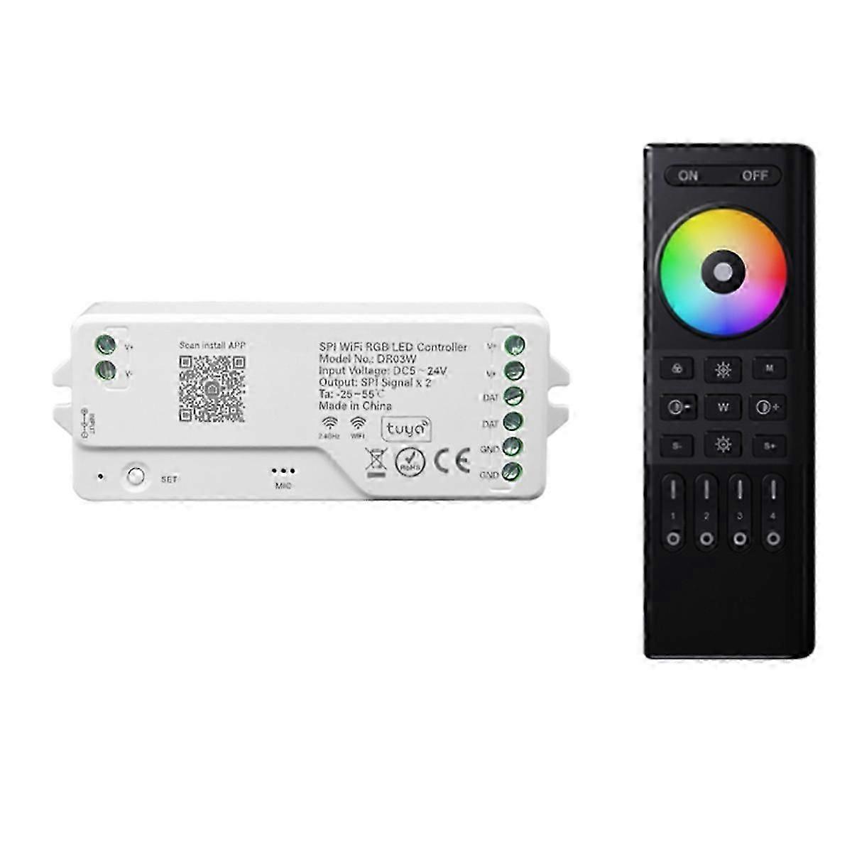 DR03W TUYA SPI WIFI RGB LED Controller Dimmer with for Home Alexa for WS2811 WS2812B WS2815 RGB LED