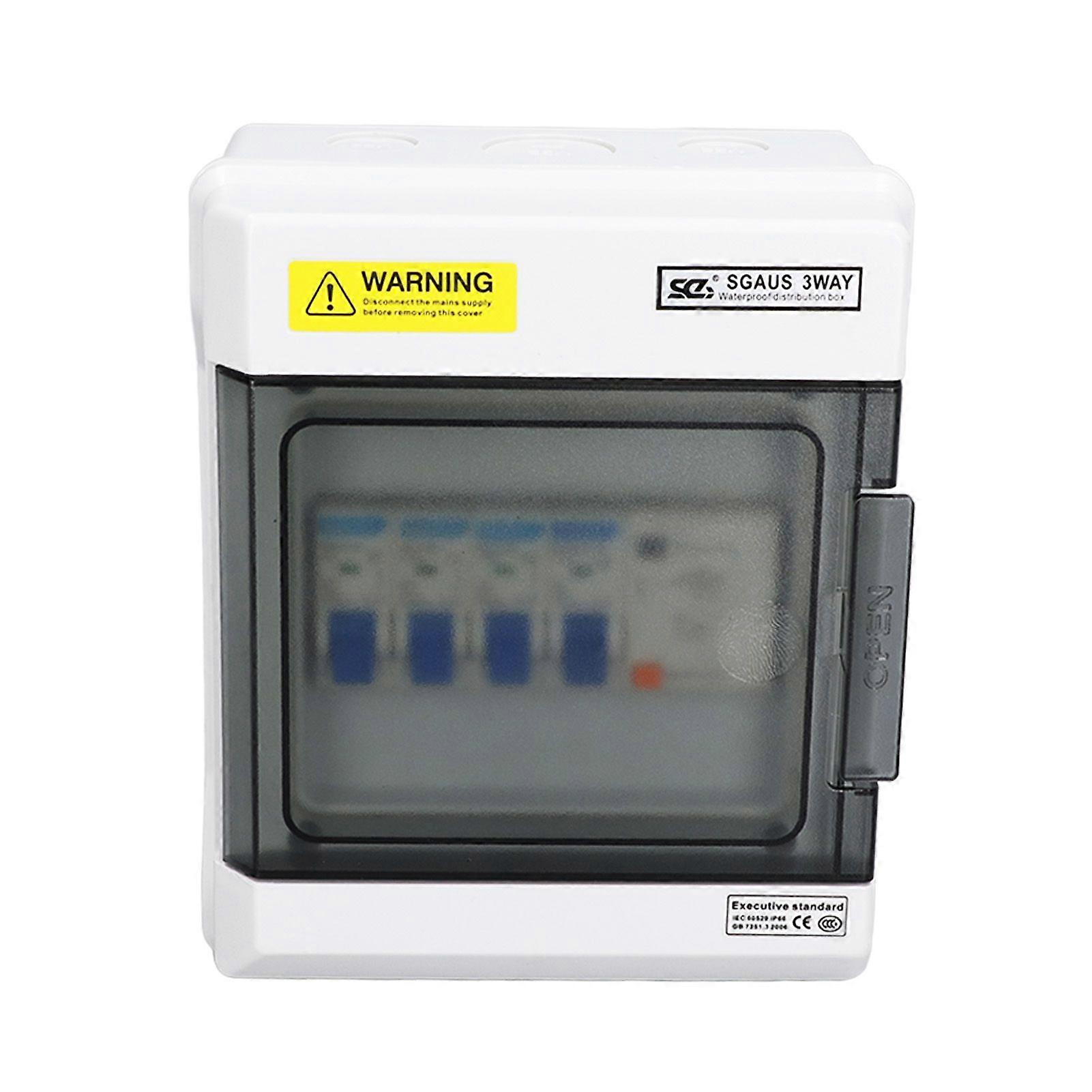 Consumer Unit Circuit Breaker 3 Way Fuse Box AU Style 230V 63A 30mA RCD+3 MCB(6A+16A+32A)