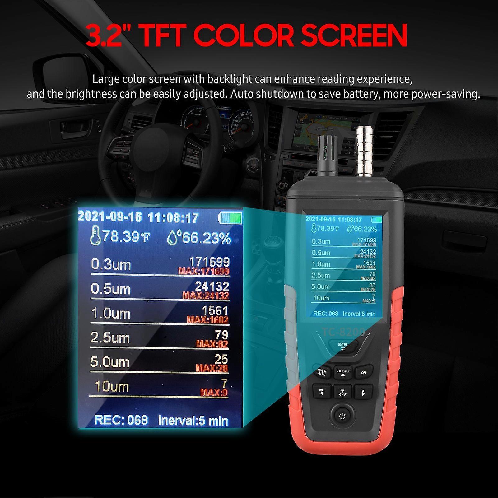 Particle Counter 3.2in TFT Color Screen Data Record Dual Power Supply Dust Particle Monitor