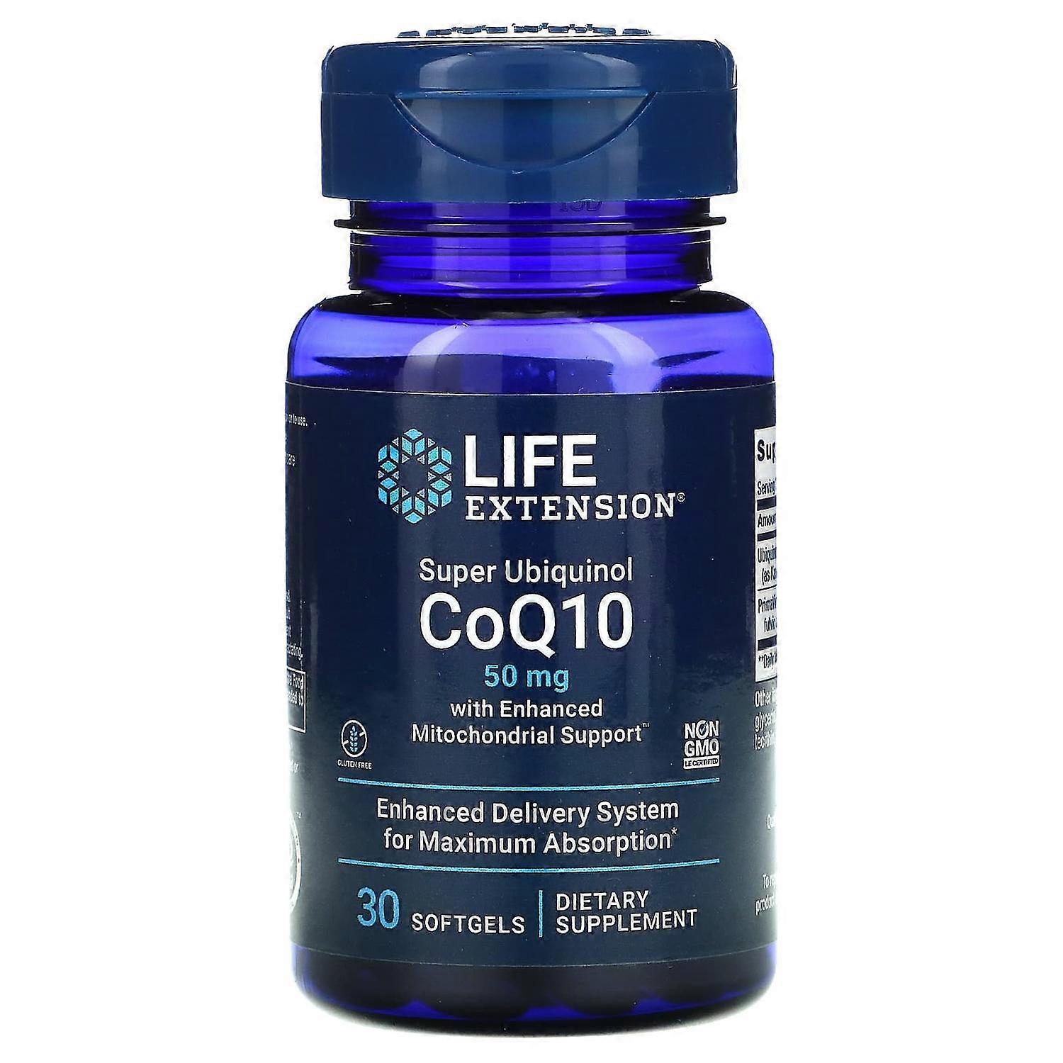 Life Extension, Super Ubiquinol CoQ10 with Enhanced Mitochondrial Support, 50 mg, 30 Softgels