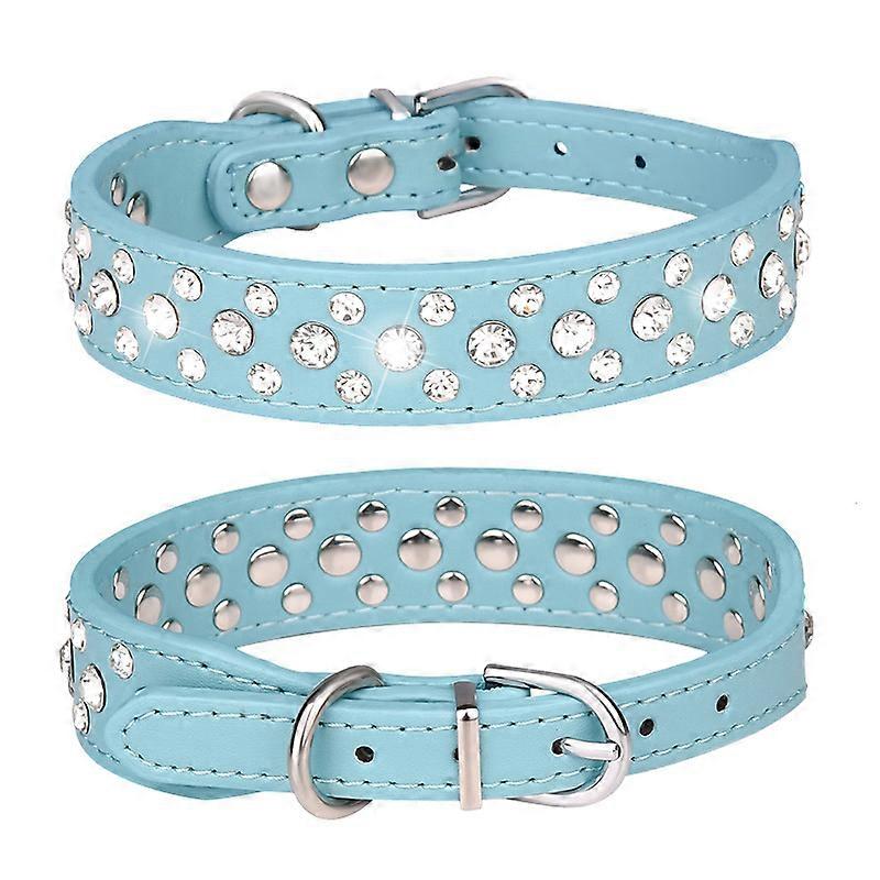 Pet collars for small dogs, pet collars, rhinestone PU collars for cats and dogs, adjustable to prevent pets from being lost