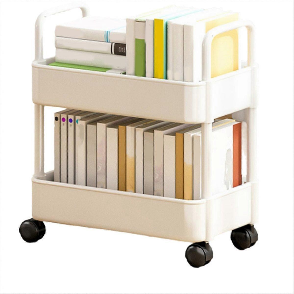 2 Tier Rolling Utility Cart Storage Shelf Movable Storage Rack