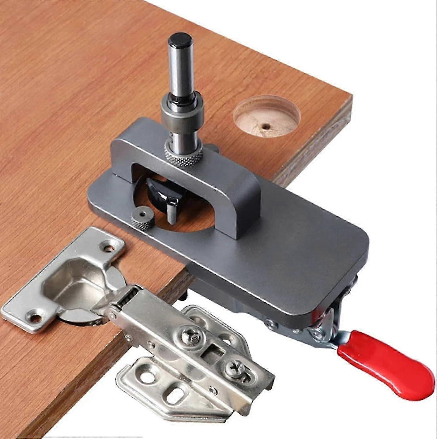 Precision Drilling Jig for Concealed Hinges in UK DIY Projects, Durable Aluminium Alloy with Adjustable Clamp for Accuracy