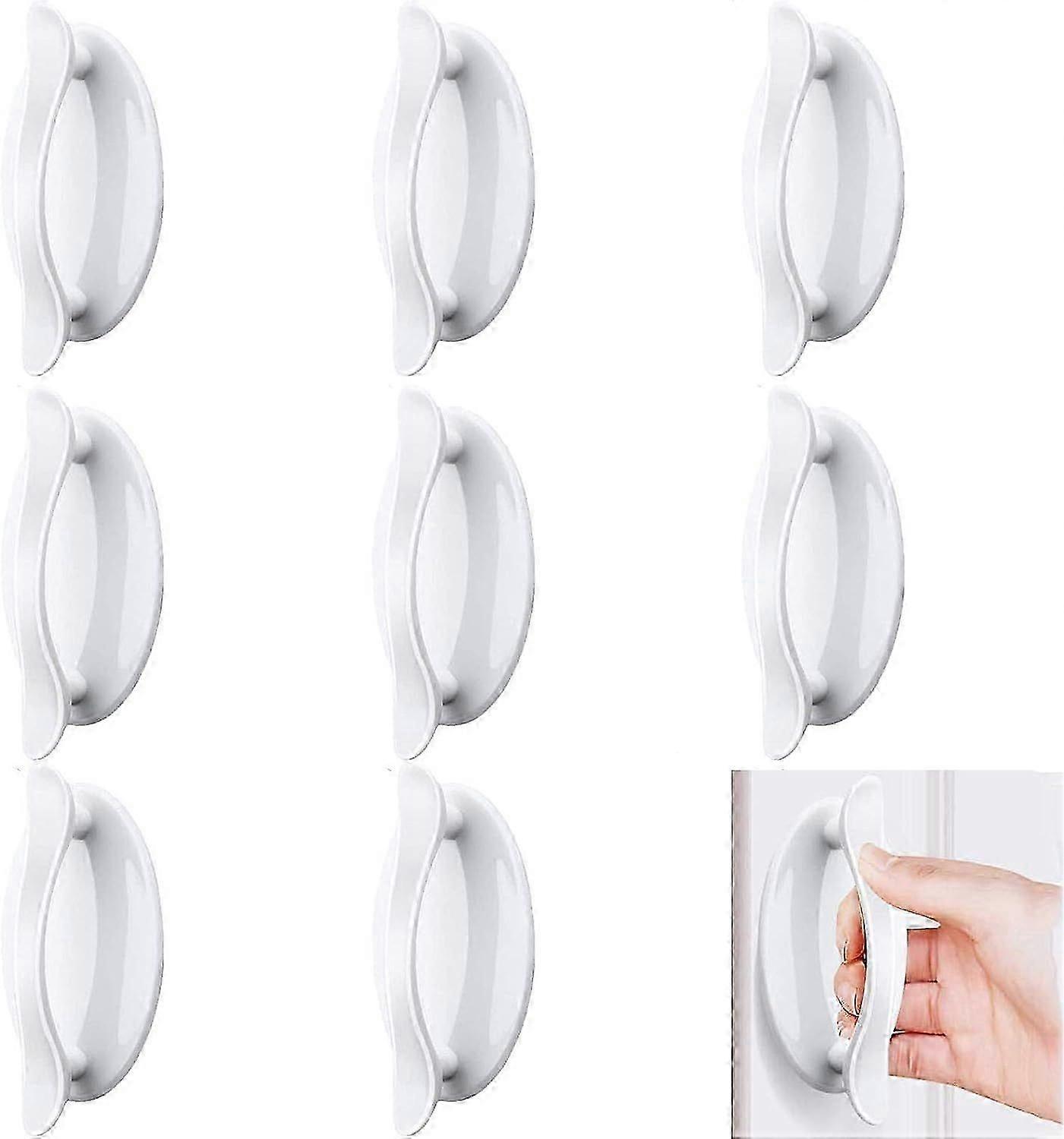 White Door Handle Stick Instant Drawer Knobs Self-Adhesive Handle of Cabinet Door and Window Handles for Cupboards, Drawers, Home Glass Door Creative