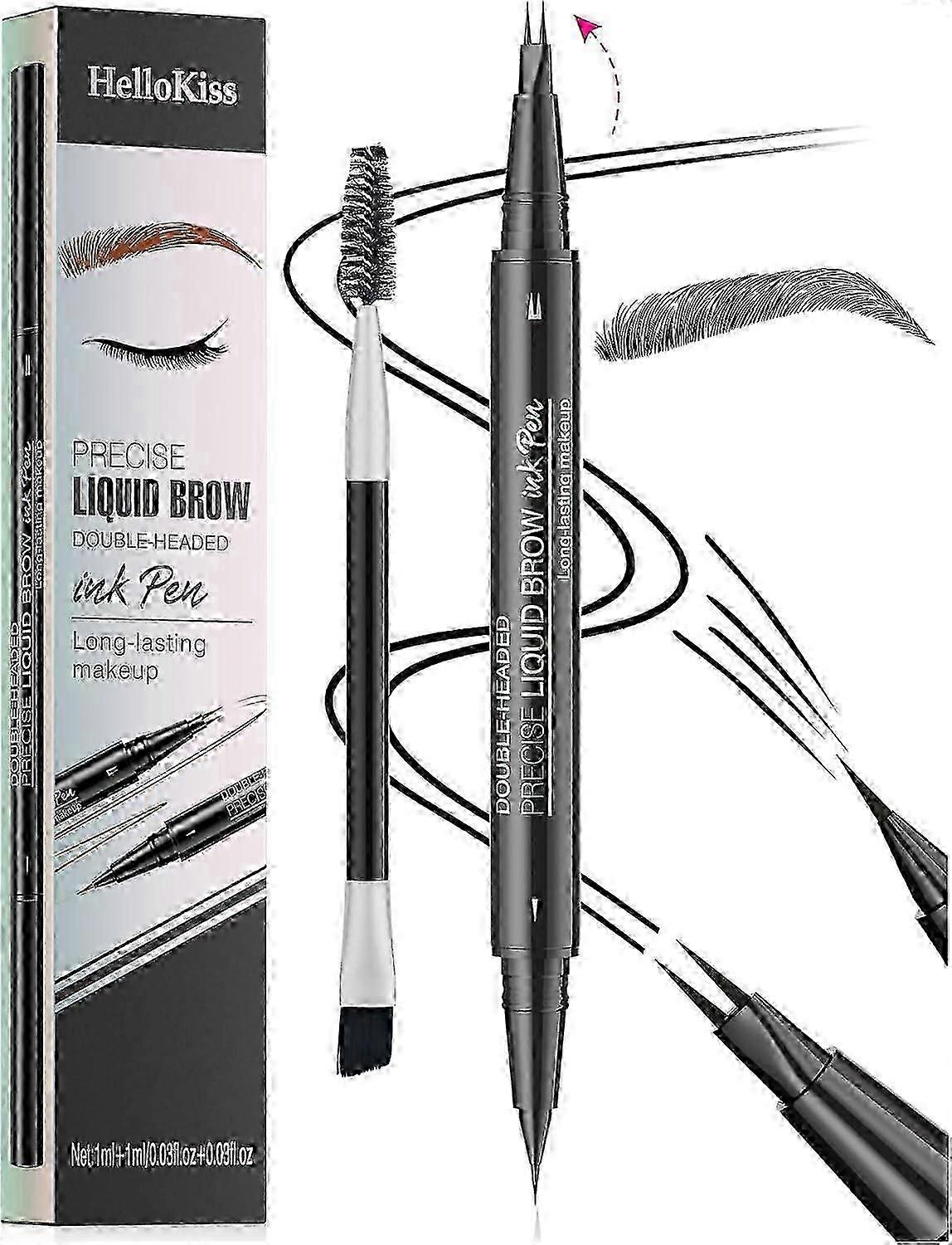 Natural Brow Eyebrow Pen, New 2-In-1 Dual-Ended Microblading Eyebrow Pencil, with Micro-Fork-Tip and Precise Brush-Tip