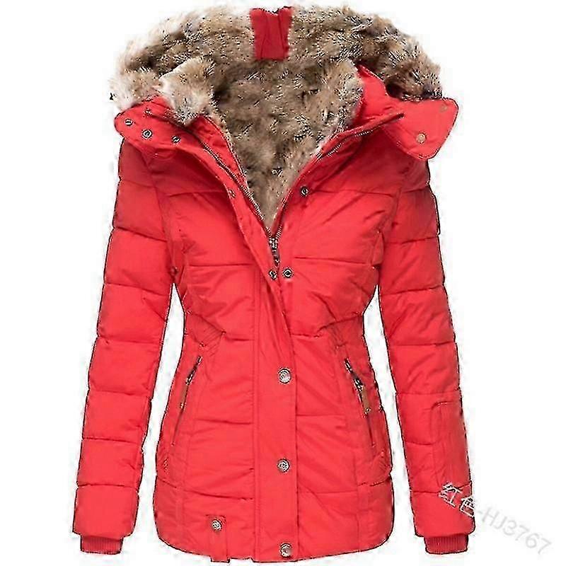 בגדי ריקוד נשים חורף צווארון פרווה חם רוכסן דק שרוול ארוך ז'קט ברדס