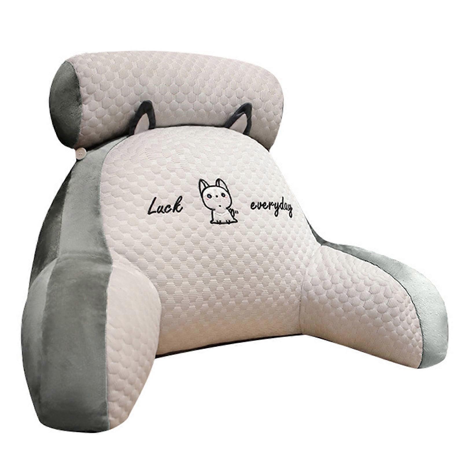 Gardenne Bed Rest Pillow Sit Up Pillow Bed Rest Reading Pillow with Arm Support Cartoon Print Detachable Backrest Support Sofa Couch Cushion