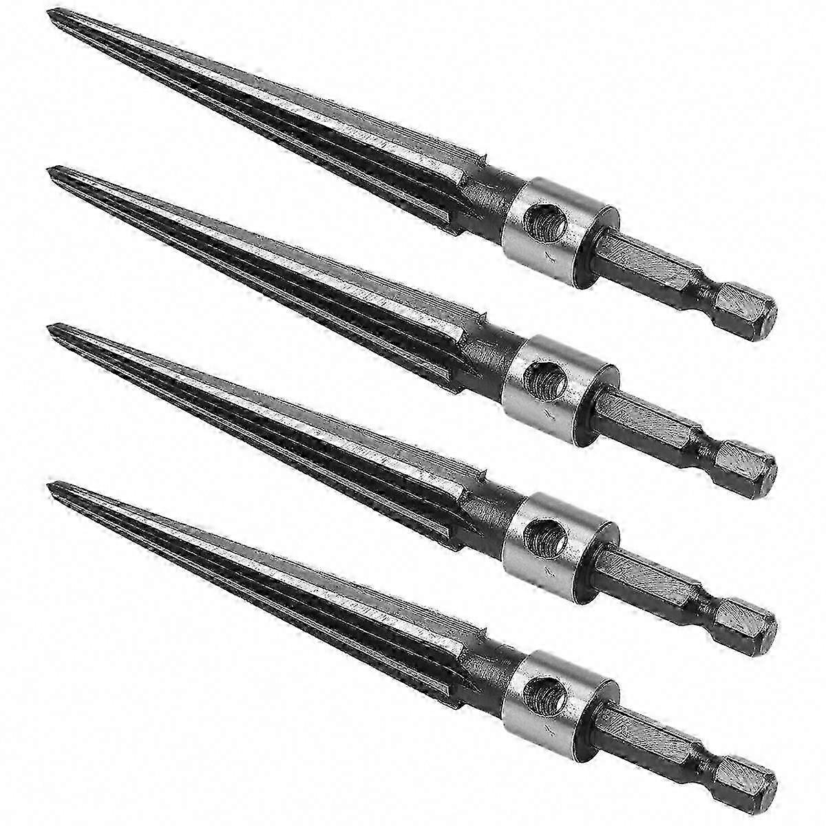 4X Taper Reamer 3-13mm Hex Shank Fluted Hand Tool for Wood Bridge Pin Hole Chamfering