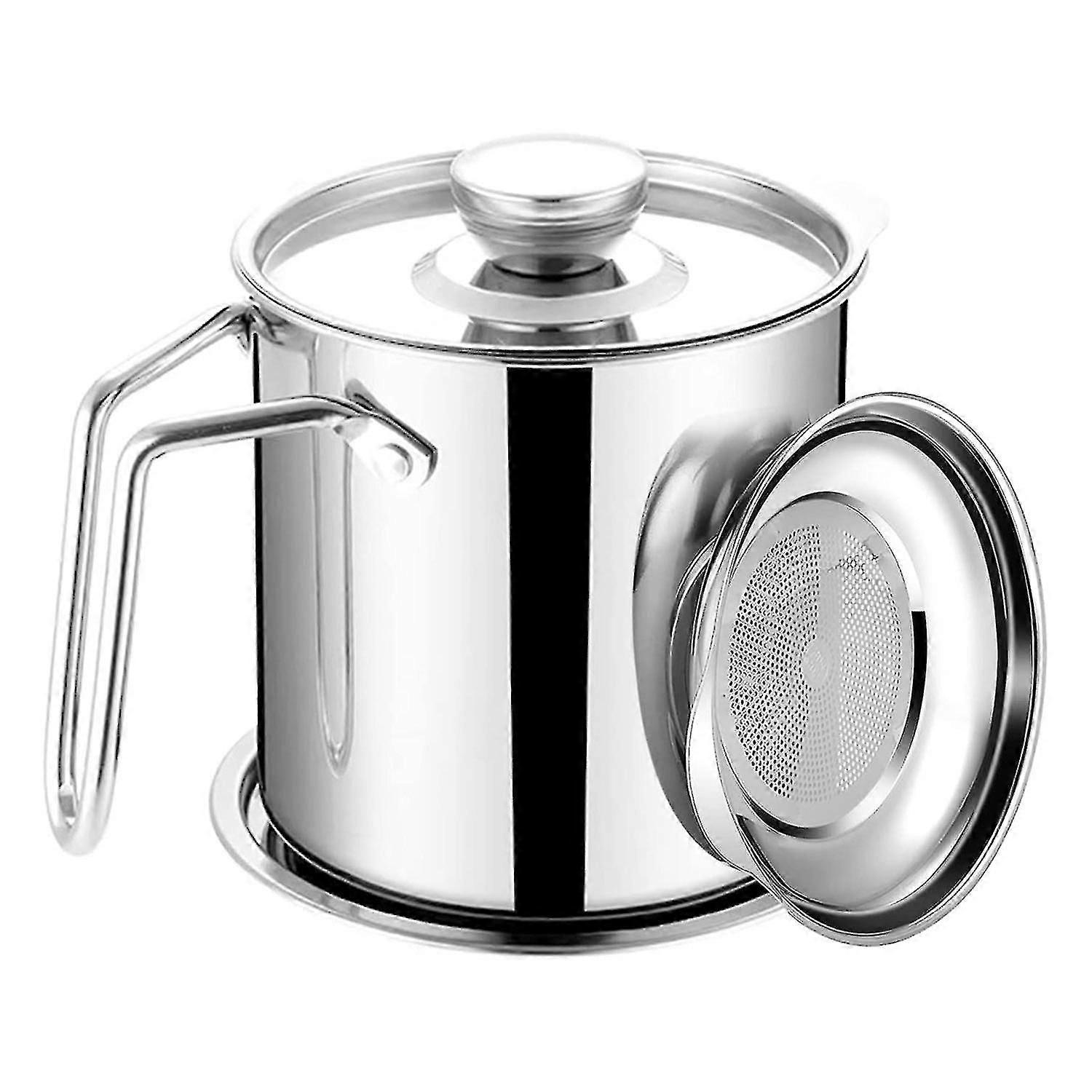 Bacon Grease Container With Strainer, 1.3L Stainless Steel Strainer