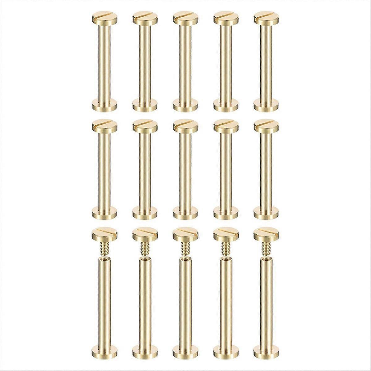 30Pack Brass Chicago Screws, 30x8mm Flat Head Screw