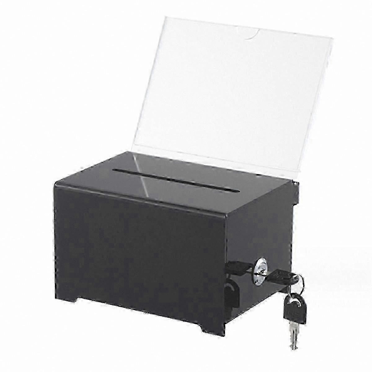 Secure Donation Box with Lock and Sign Holder for Fundraising, Voting, and Suggestion Collection