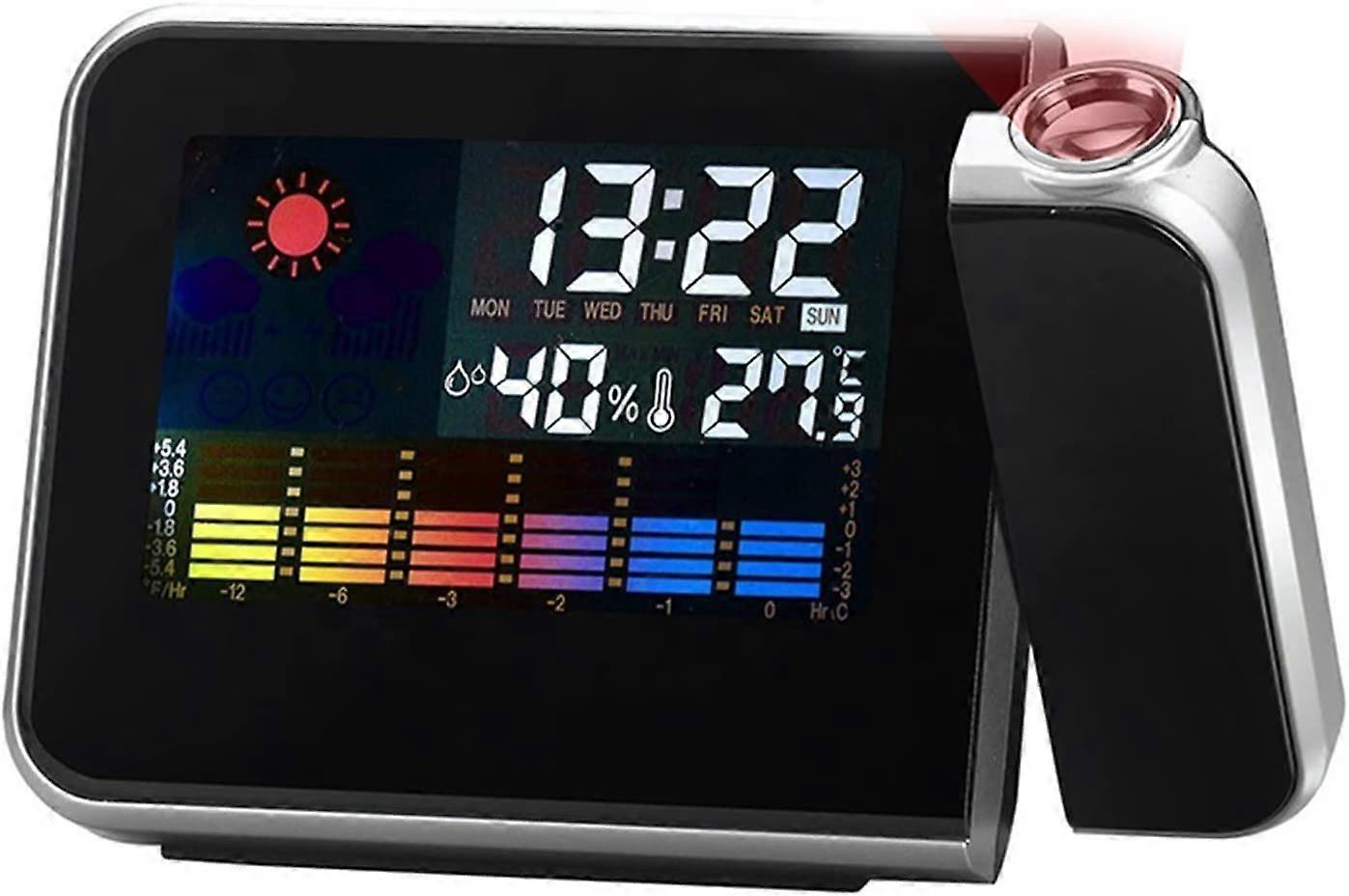 Weather Station Wireless Indoor Outdoor Humidity Meter Digital Alarm Projection Clock For Weather Forecast Monitoring Ref: 4063