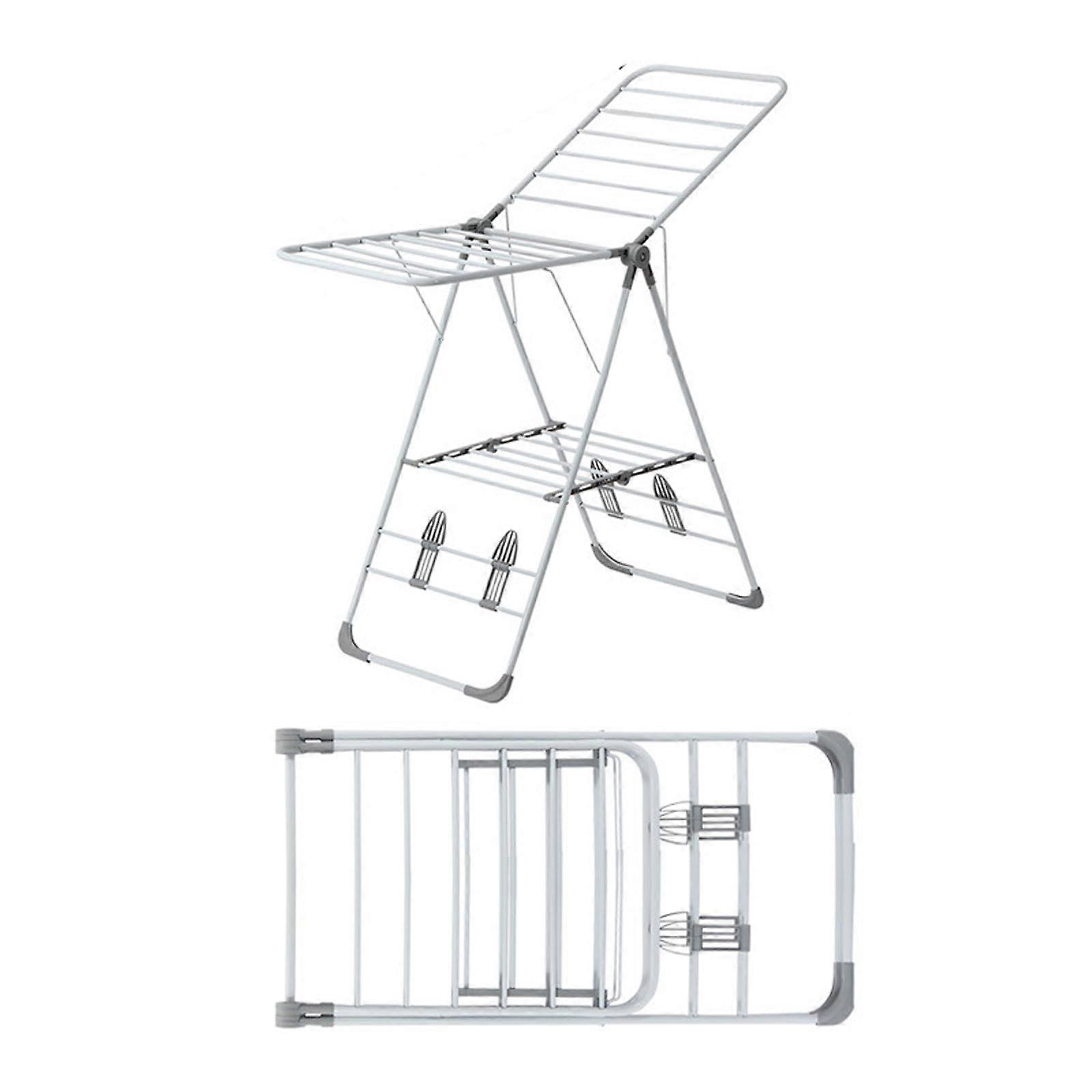 Clothes Drying Rack Large Gray Indoor And Outdoor Use Foldable For Easy Storage With Adjustable Gullwing