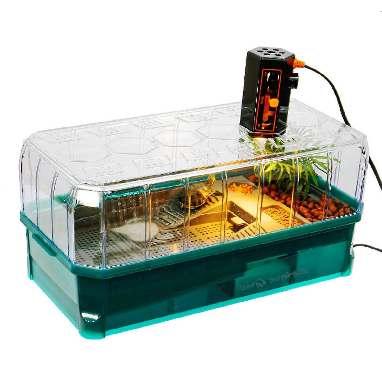 Tortoise Vivarium Hibernation Box Reptile Kit Cabinet Tank Basking Platform Easy To Change Clean Green With Backlight