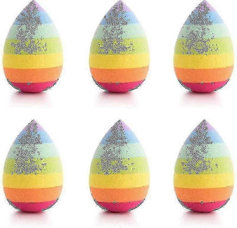 6 Pcs Rainbow Foundation Sponge Puff hwySH