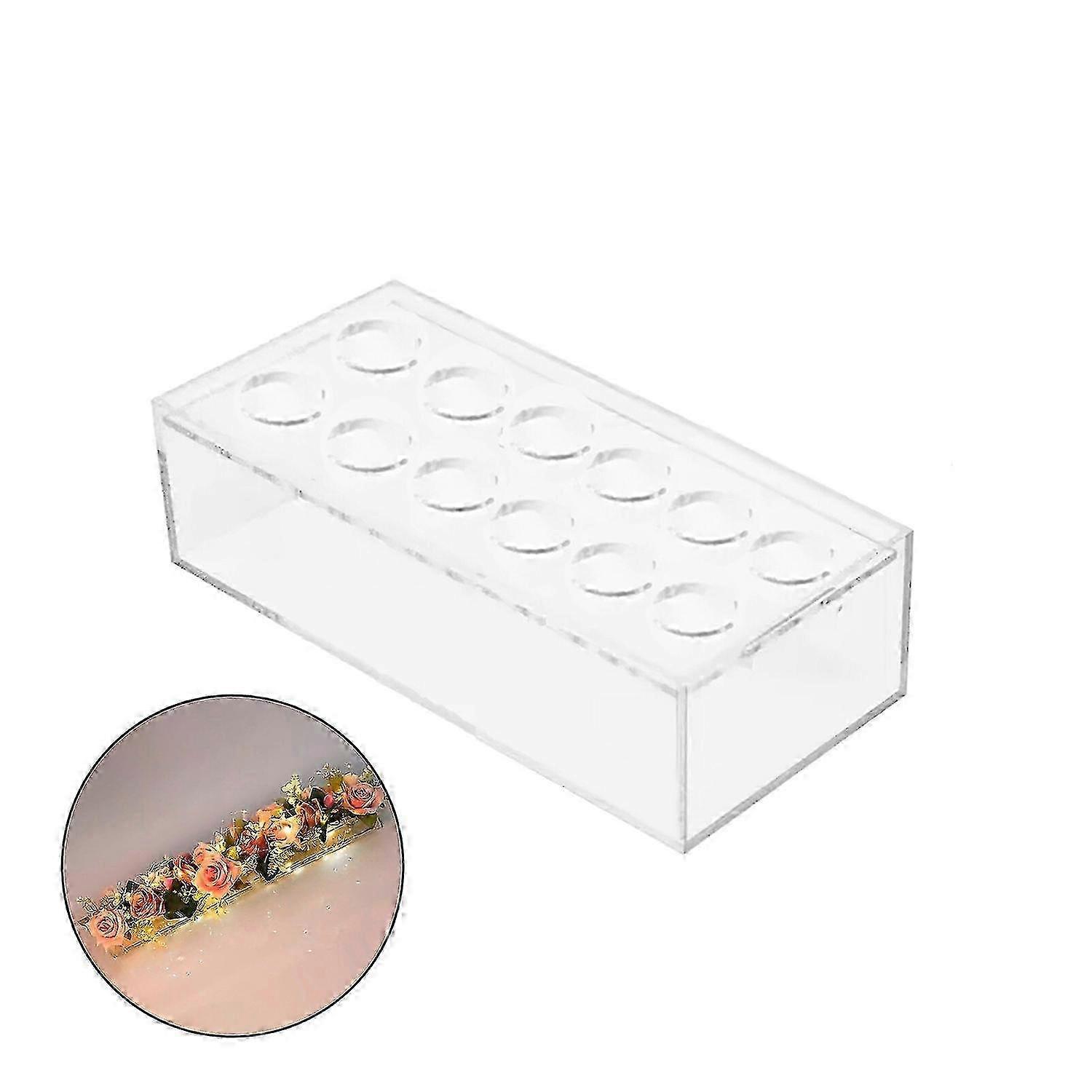 Small Rectangular Acrylic Flower Vase with Lights - Wedding Decor