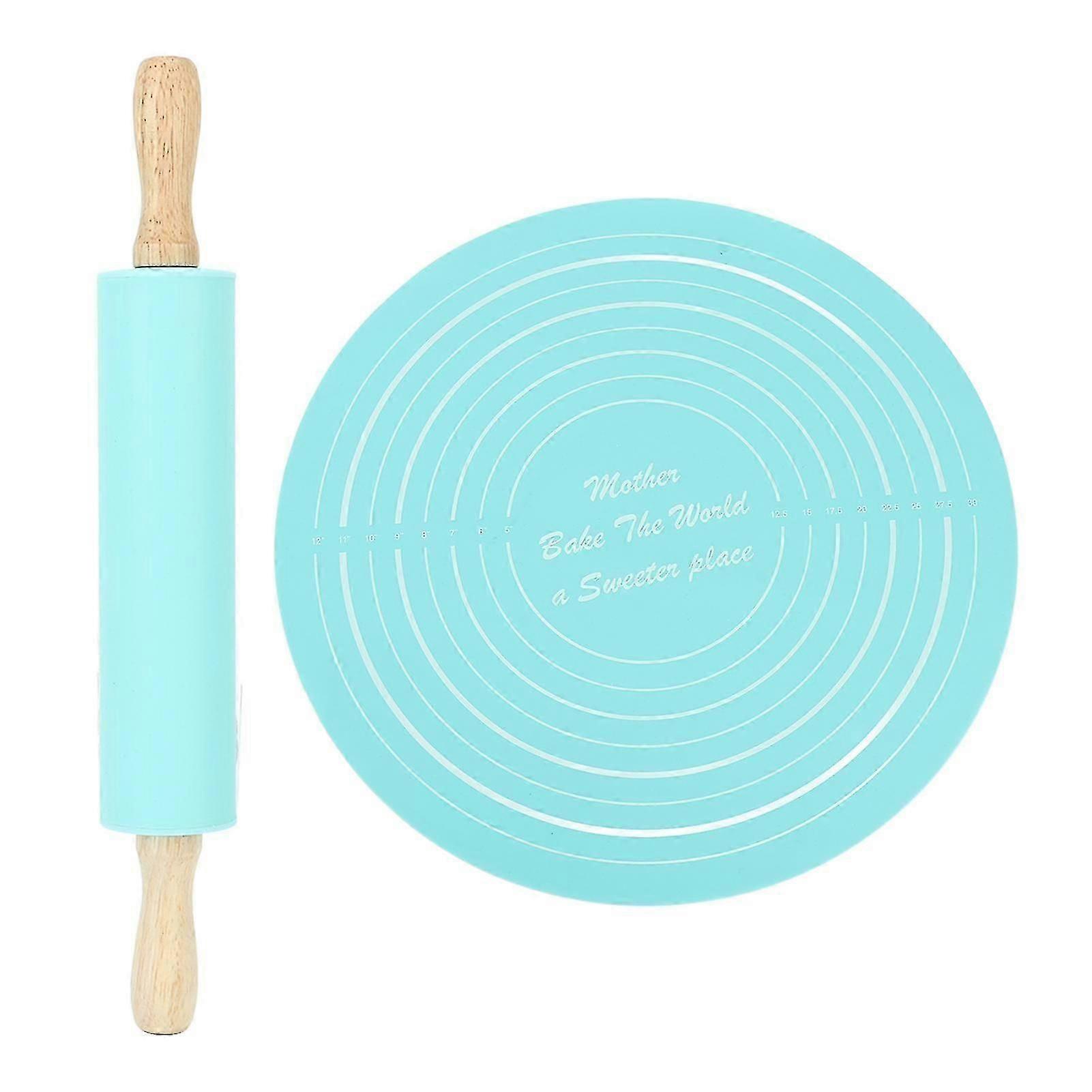Rolling Pin Pastry Baking Mat Large Silicone Rolling Pin Kneading Pad Baking Tool for Kitchen