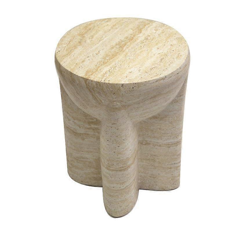 Sofa Side Table Casual Modern Imitation Travertine Texture Geometric Bedside End Table For Couch 37x46 cm