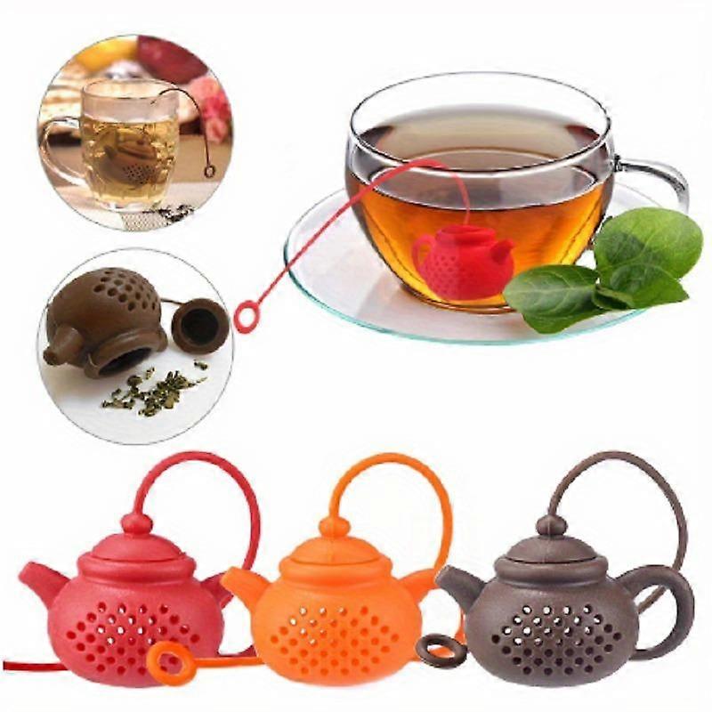 Creative Teapot Shaped Silicone Tea Infuser Tea Strainer with Handle Seasoning Tea Slices Diffuser Kitchen Gadget Tea Set