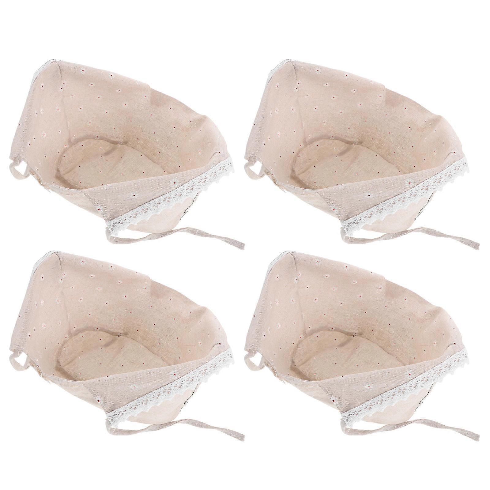 Fitted Basket Liner Fabric Replacement for Wicker Picnic Storage 4Pcs