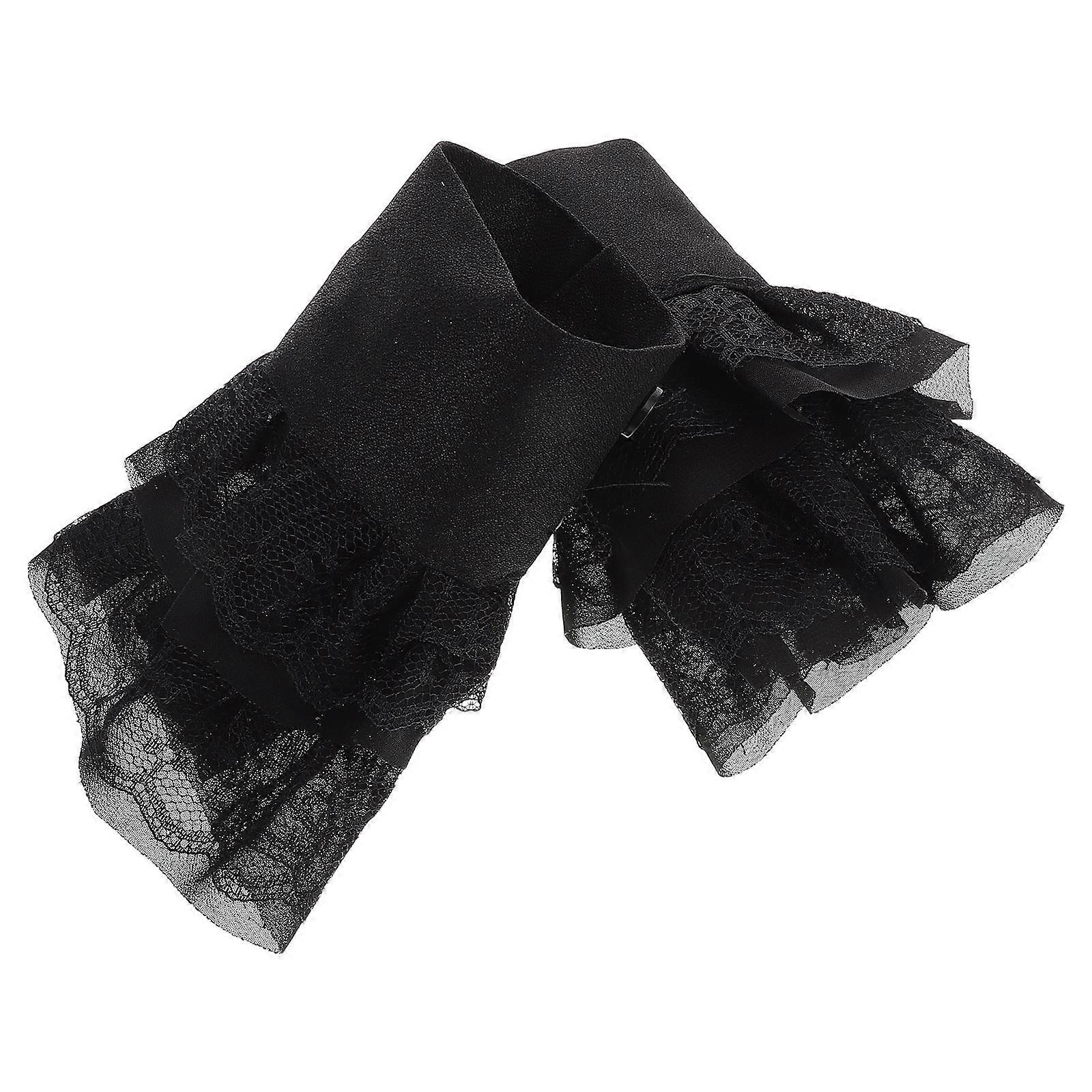 Cloth Ruffle Cuffs for Jackets Detachable Sleeve Accessory 1Pair Black