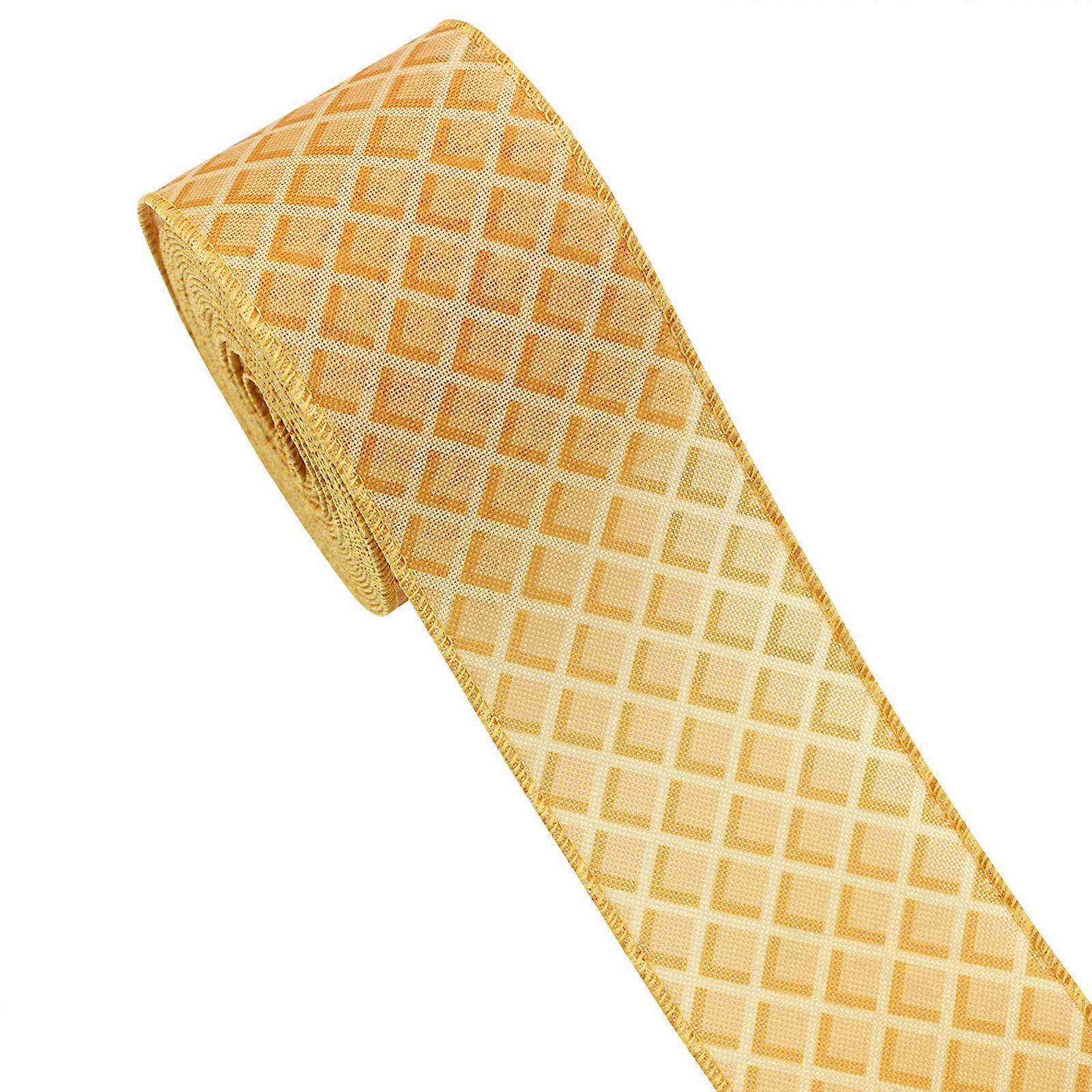 Decorative Multiple Pattern Festival Ribbons Multipurpose Christmas Ribbons Decorative Ribbons for Presents and Ornament  Yellow