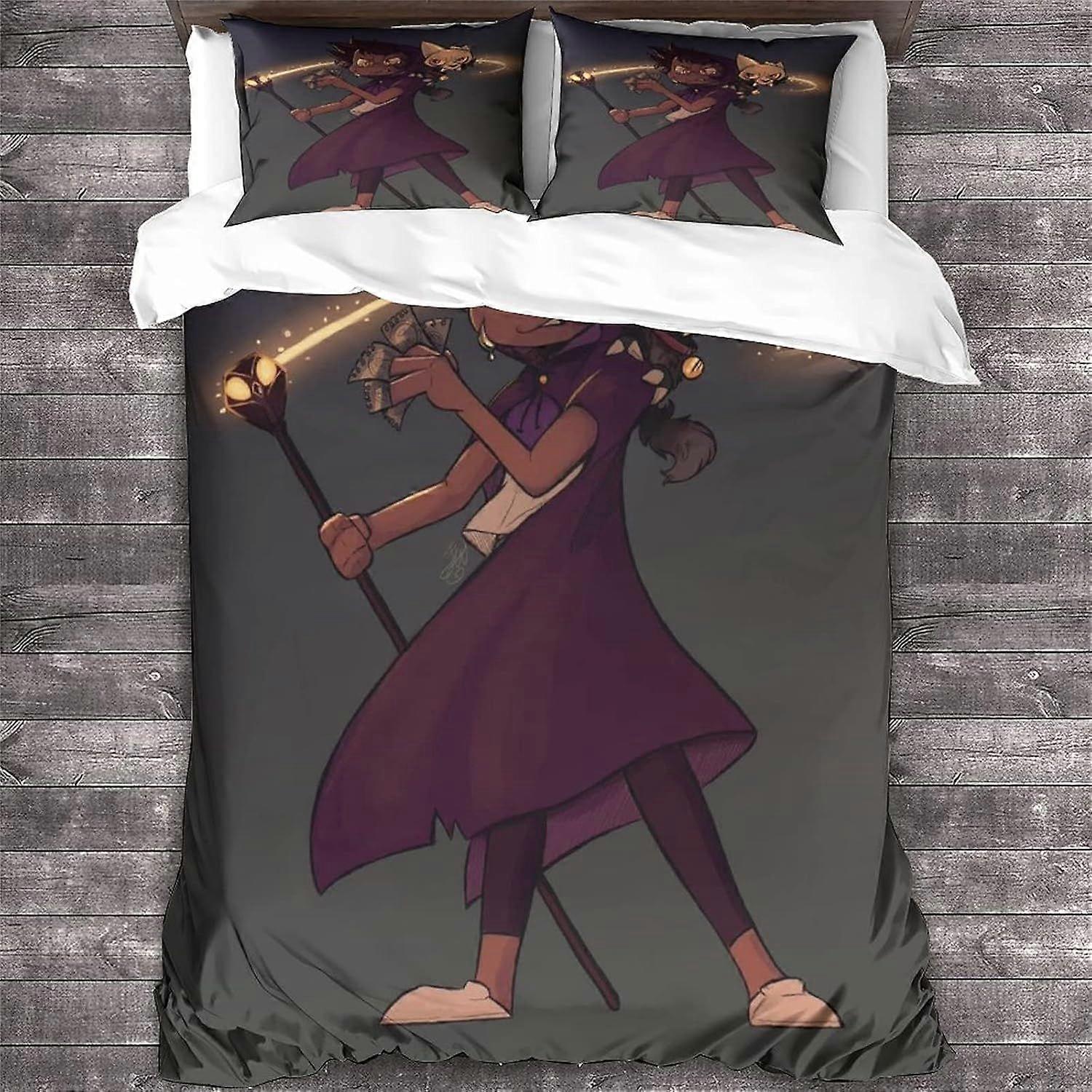 NOOFIE A Coruja Casa Edredom Capa Animação Padrão Impresso Cama Capa Edredom com fecho com zíper, Soft Microfiber Animação Bedding Set