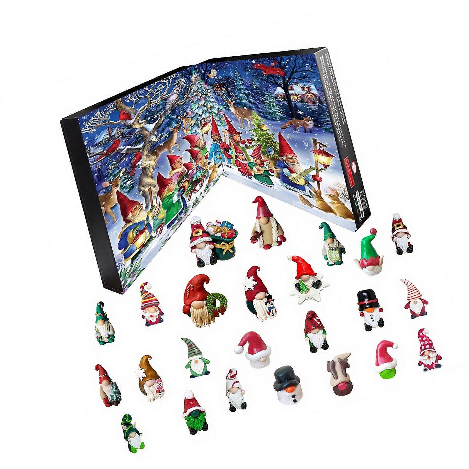 Festival Resin Elf Statues Random Miniature Ornaments Christmas Advent Calendar Decoration Compact Storage Friendly Design Multicolor