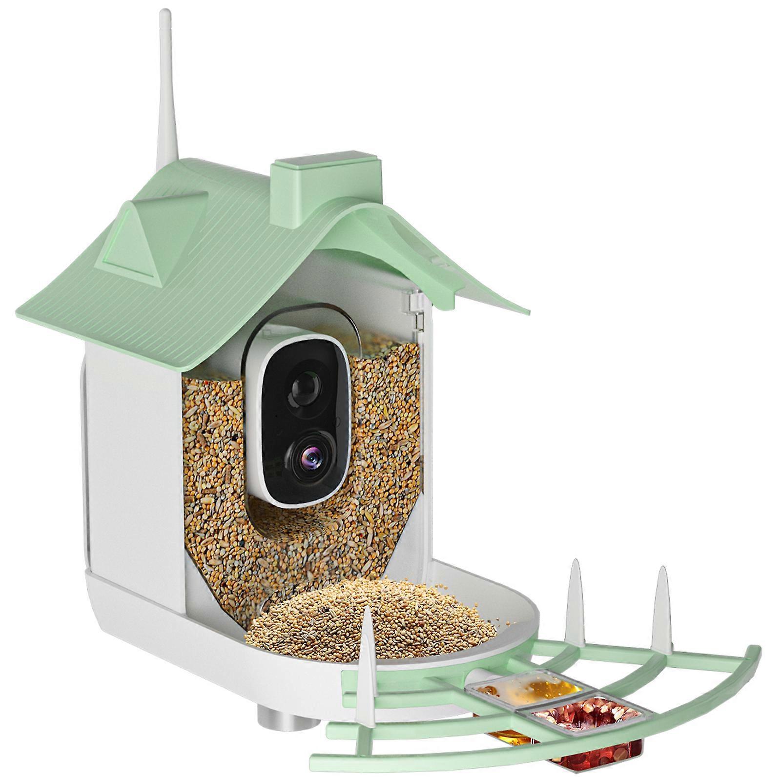 Energy Efficient Solar Bird Feeder Auto Day Night Record Durable ABS Construction Multicolor