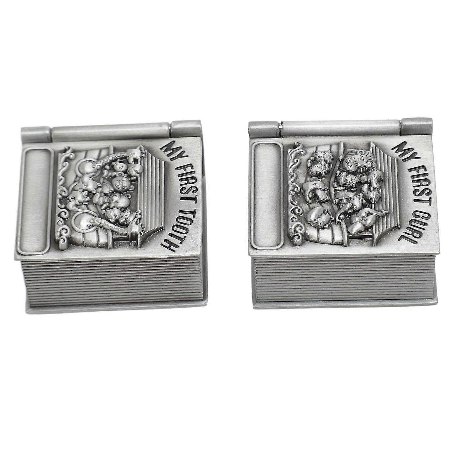 First Tooth and Curl Keepsake Box Set Zinc Alloy Soft Velvet Lining Baby Tooth and Hair Storage Box