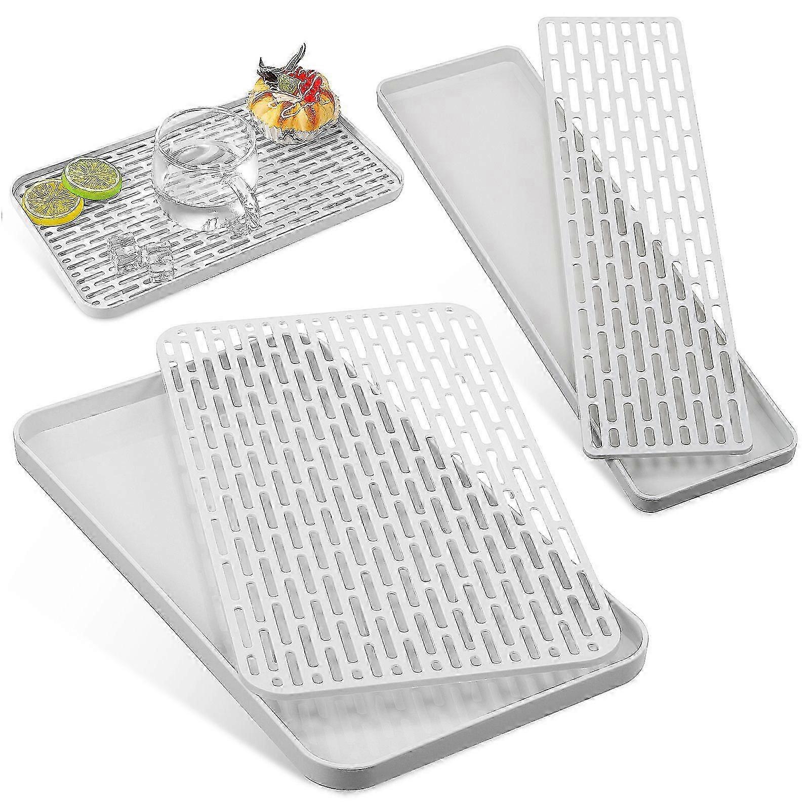 2-Piece Double-Layer Dish Drainer Set - High-Capacity Kitchen Drying Rack with Efficient Water Storage Design