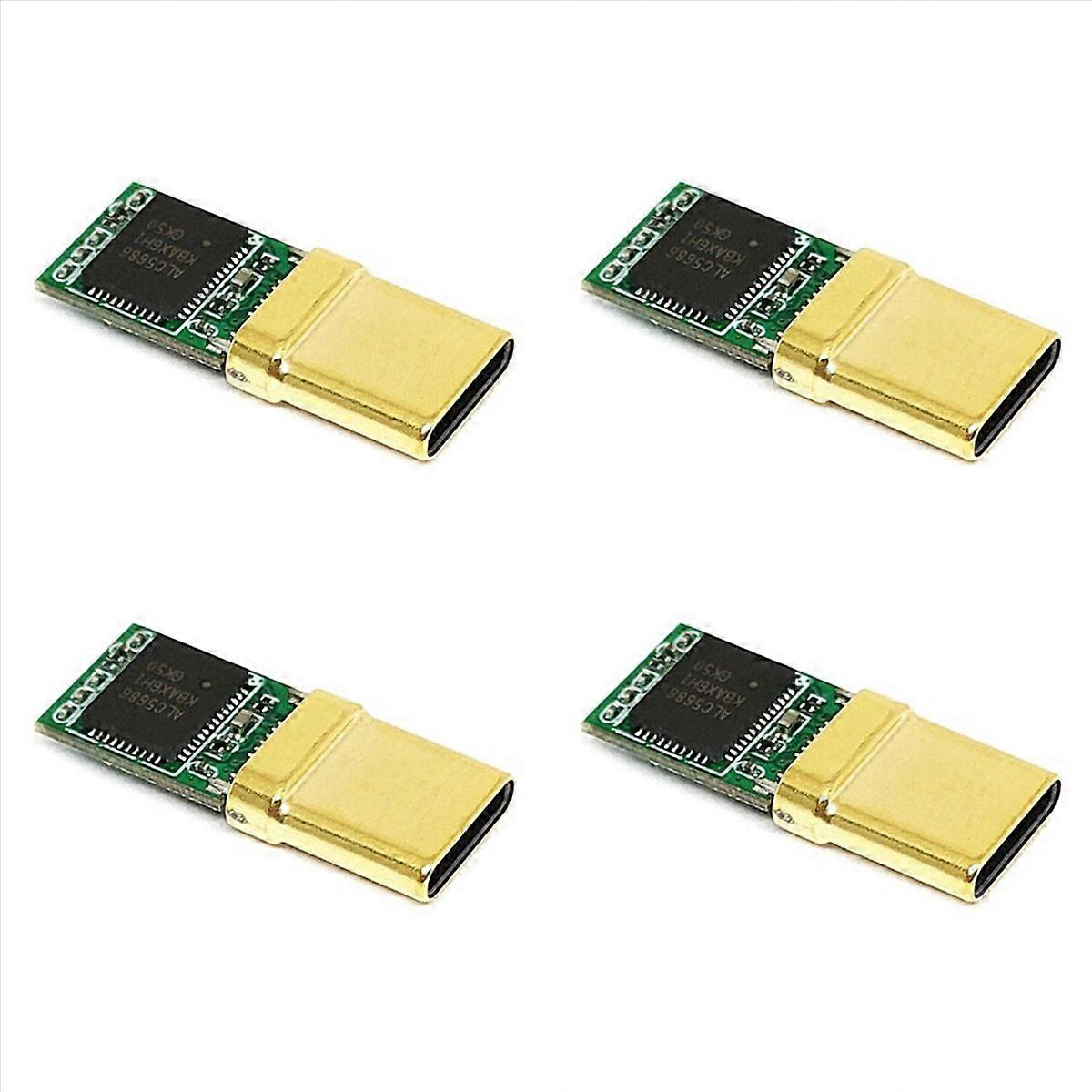 4X USB-C Male Plug, Decoder Chip ALC5686, Gold-Plated 1U, 32Bit 384Khz Audio Plug, Fast Charge Conne