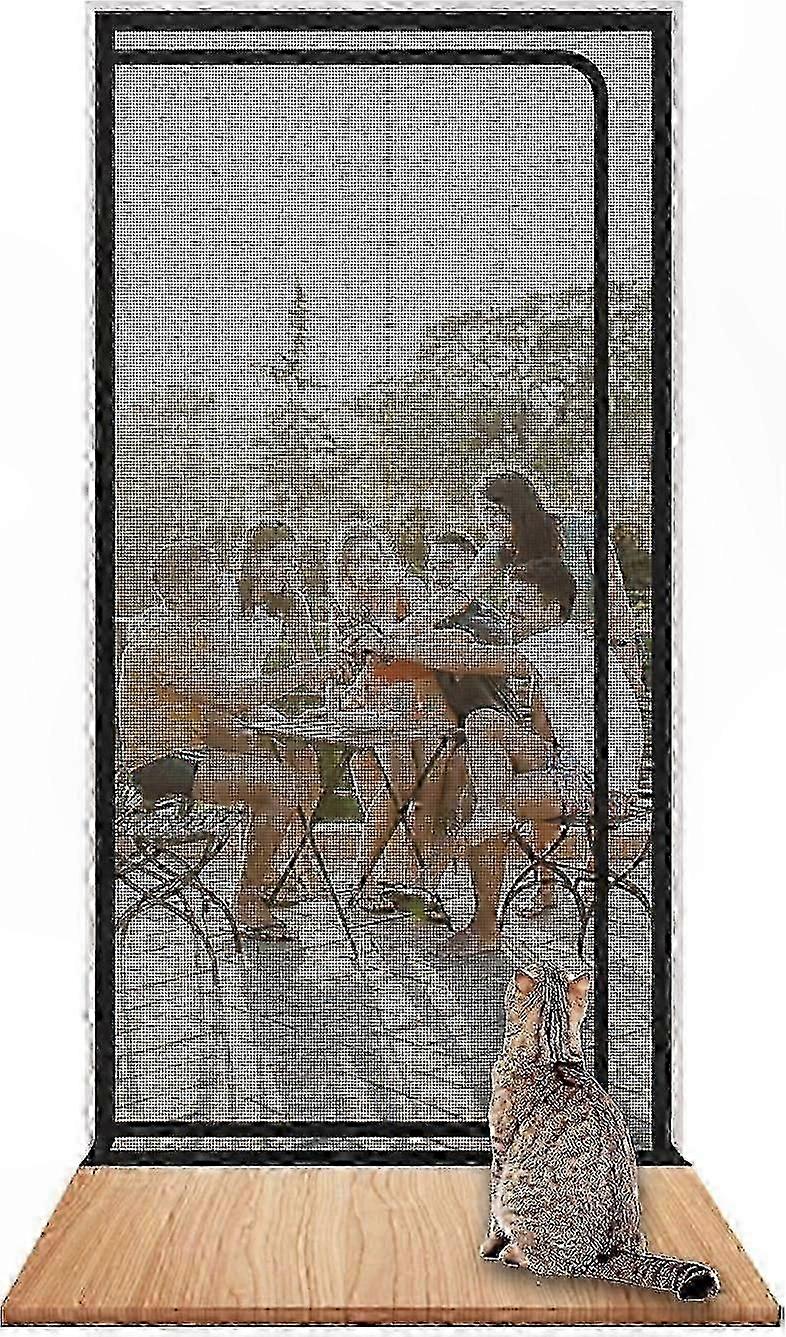 Heavy Duty Pet Screen Door med dragkedja White Cat Proof Mesh förhindrar rymningar och förbättrar hemsäkerheten