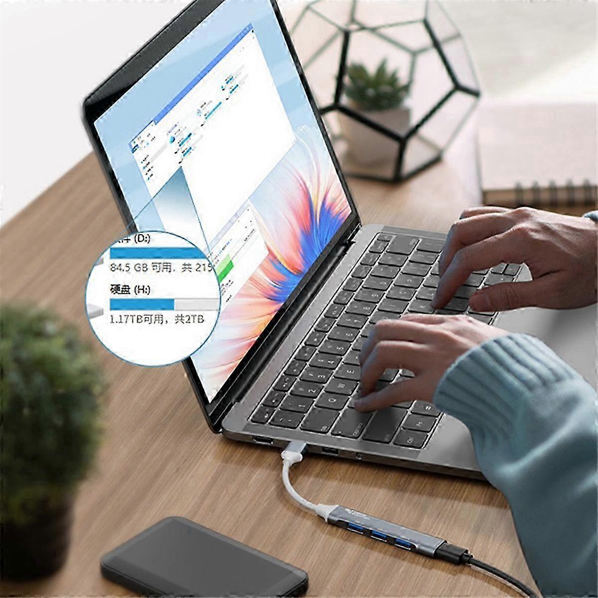 USB Splitter Cell Phone Laptop Desktop Computer External 1 to 4 Multi-Function Multi-Port Hub