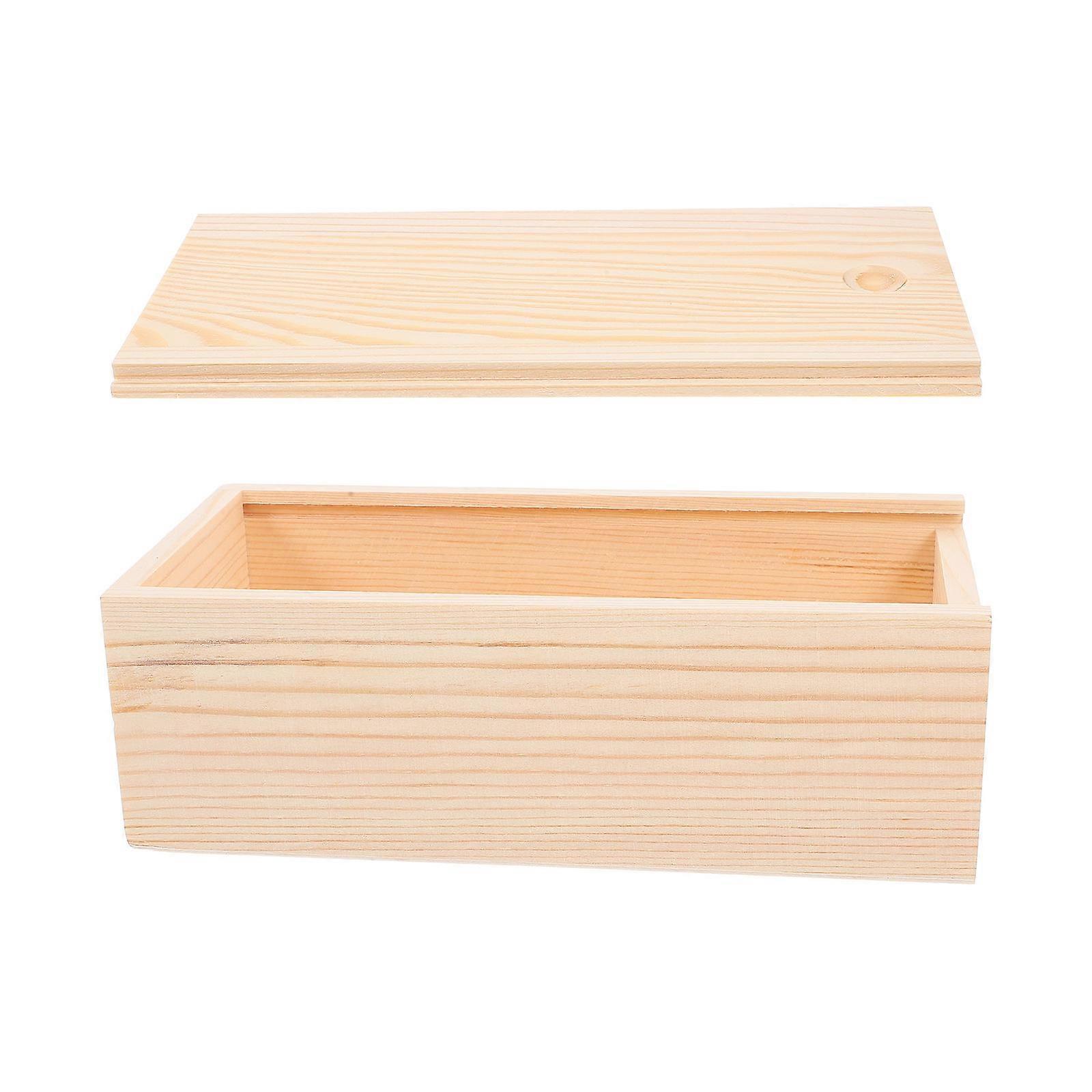 Rectangular Sliding Wood Storage Box Organizer for Decoration in Khaki Wood with Elegant Design 1Pack