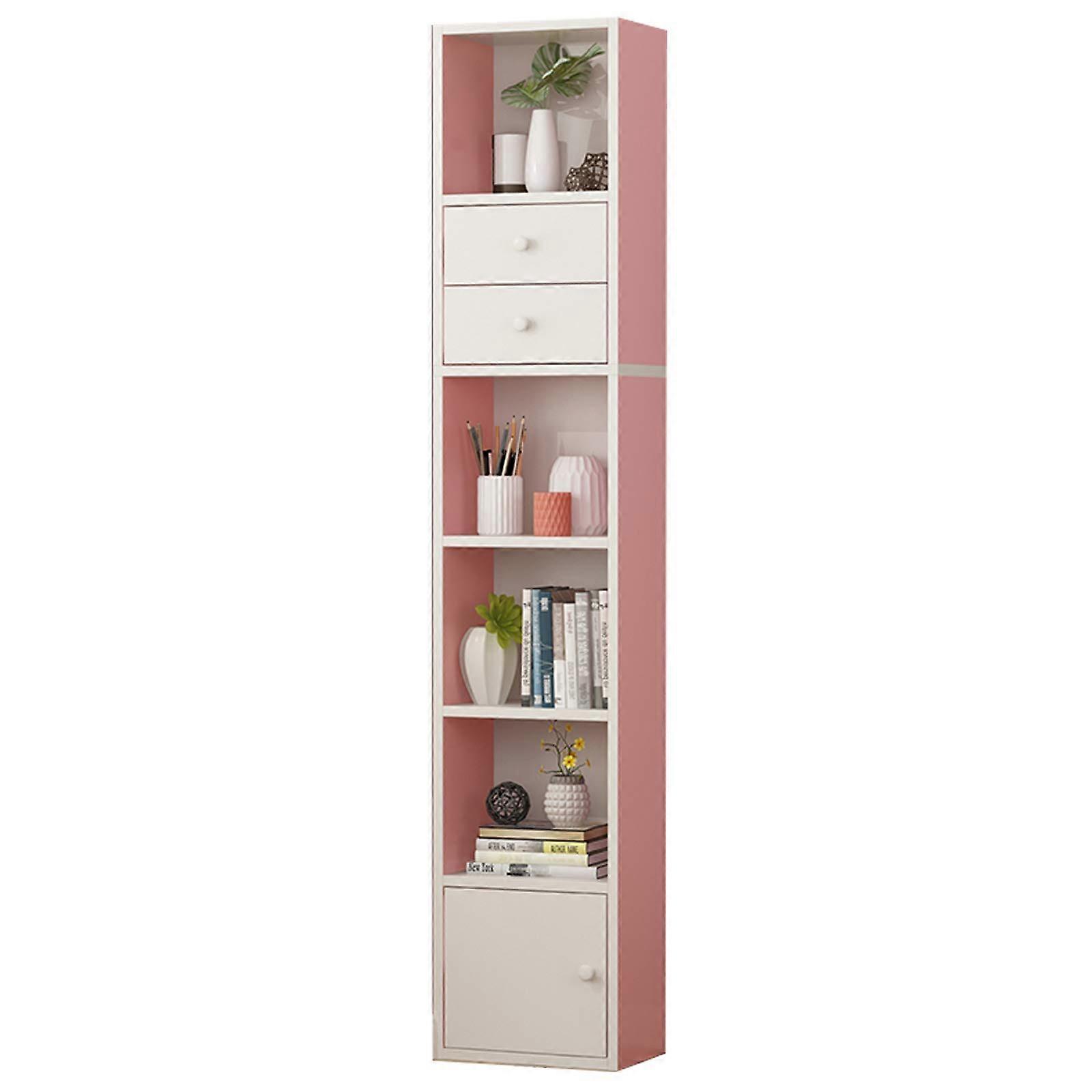 Kids Wooden Bookcase with Doors, 6Tier SpaceSaving Bookshelf for Children's Room (White/Pink/Beech/Green)
