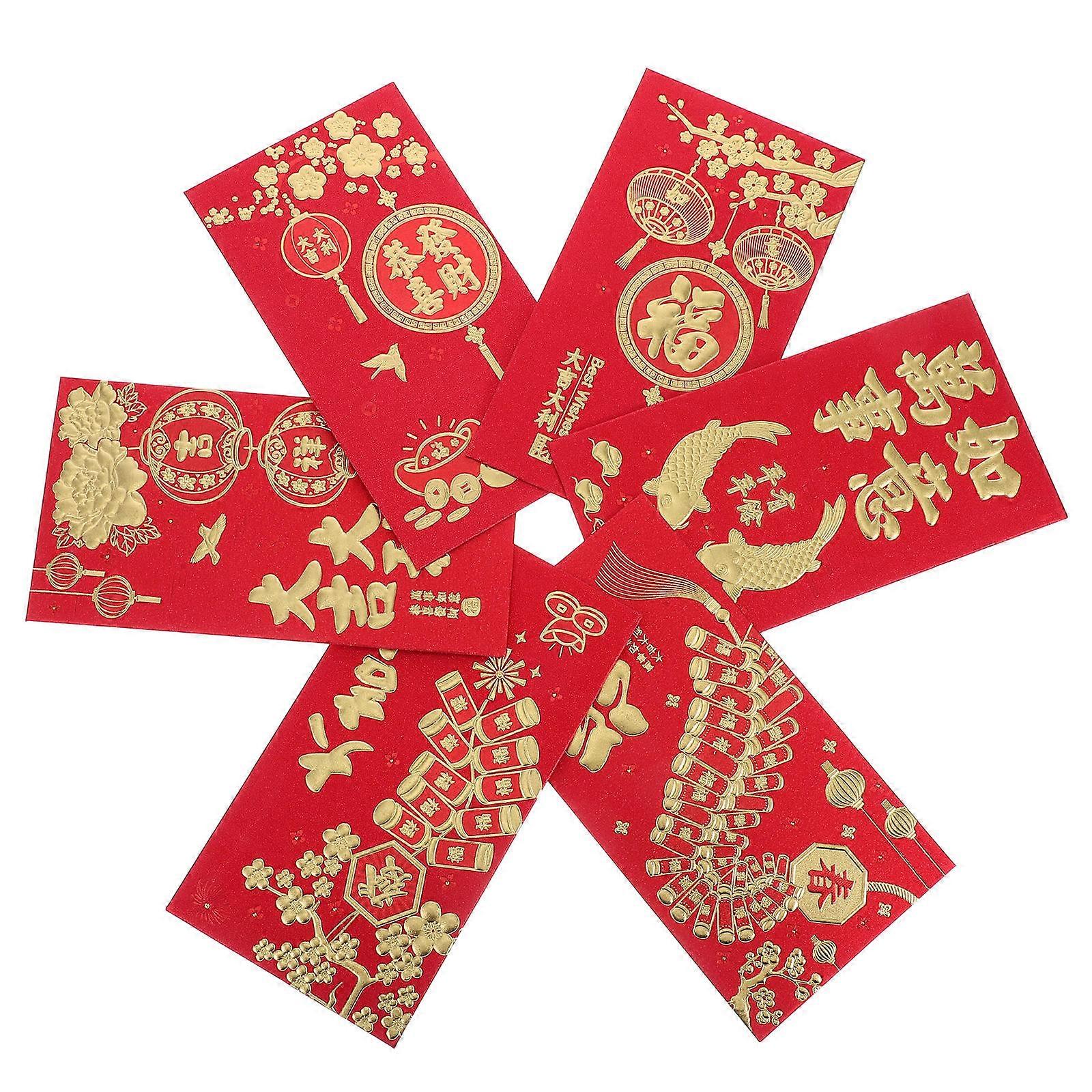 Spring Festival Red Envelopes 18Pcs 3D Red Packet Set for Gift Use