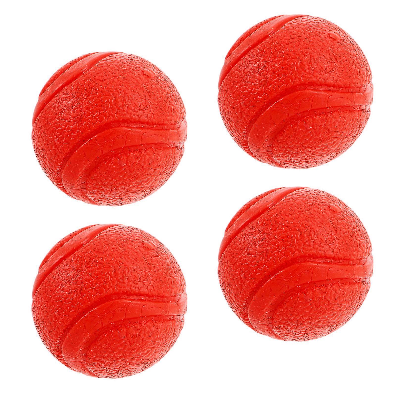 Durable Red Rubber Ball Dog Toy for Teething 4Pcs Puppy Fetch Balls