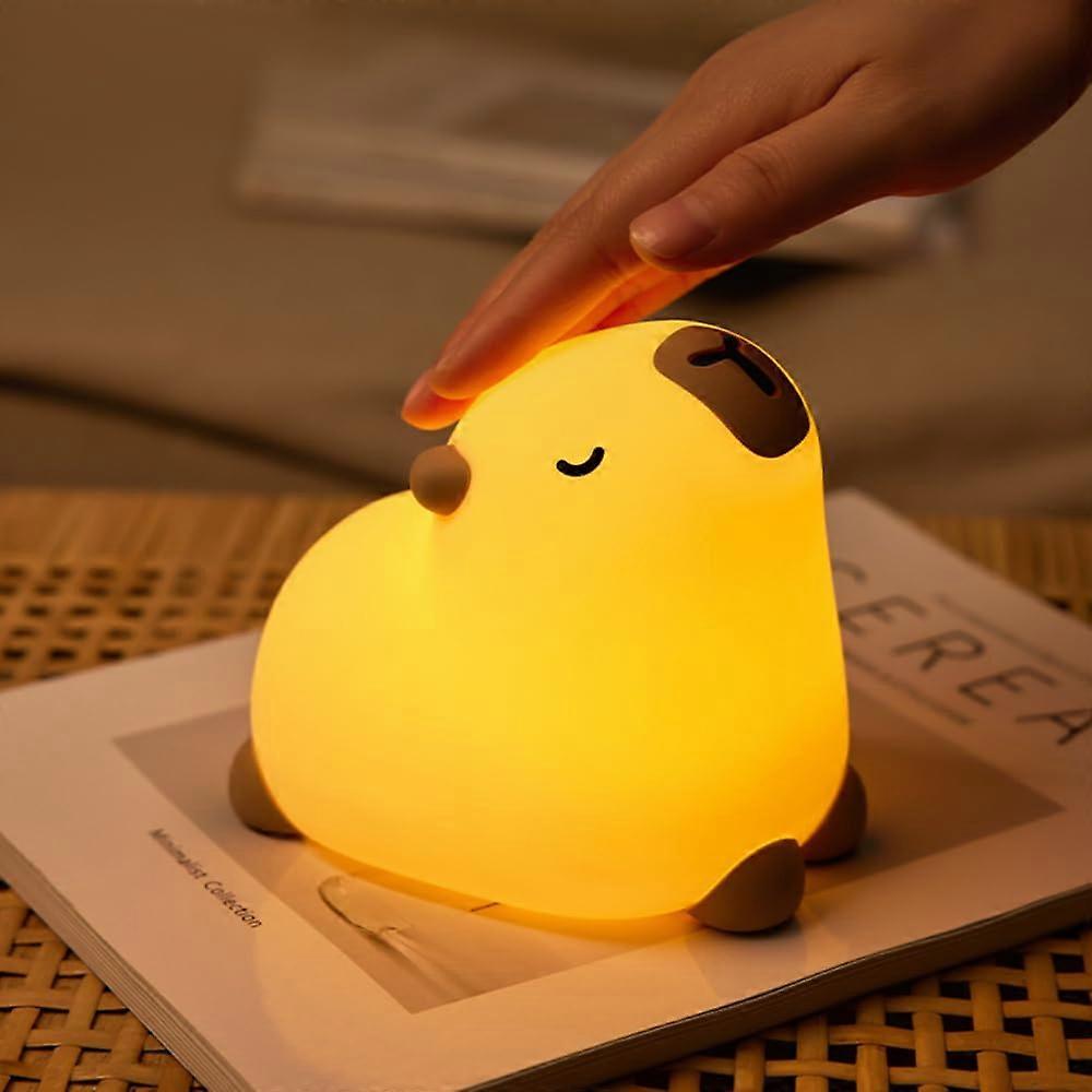 Capybara Night Light for Kids and Babies, USB Rechargeable Silicone Lamp with Touch Control Timer