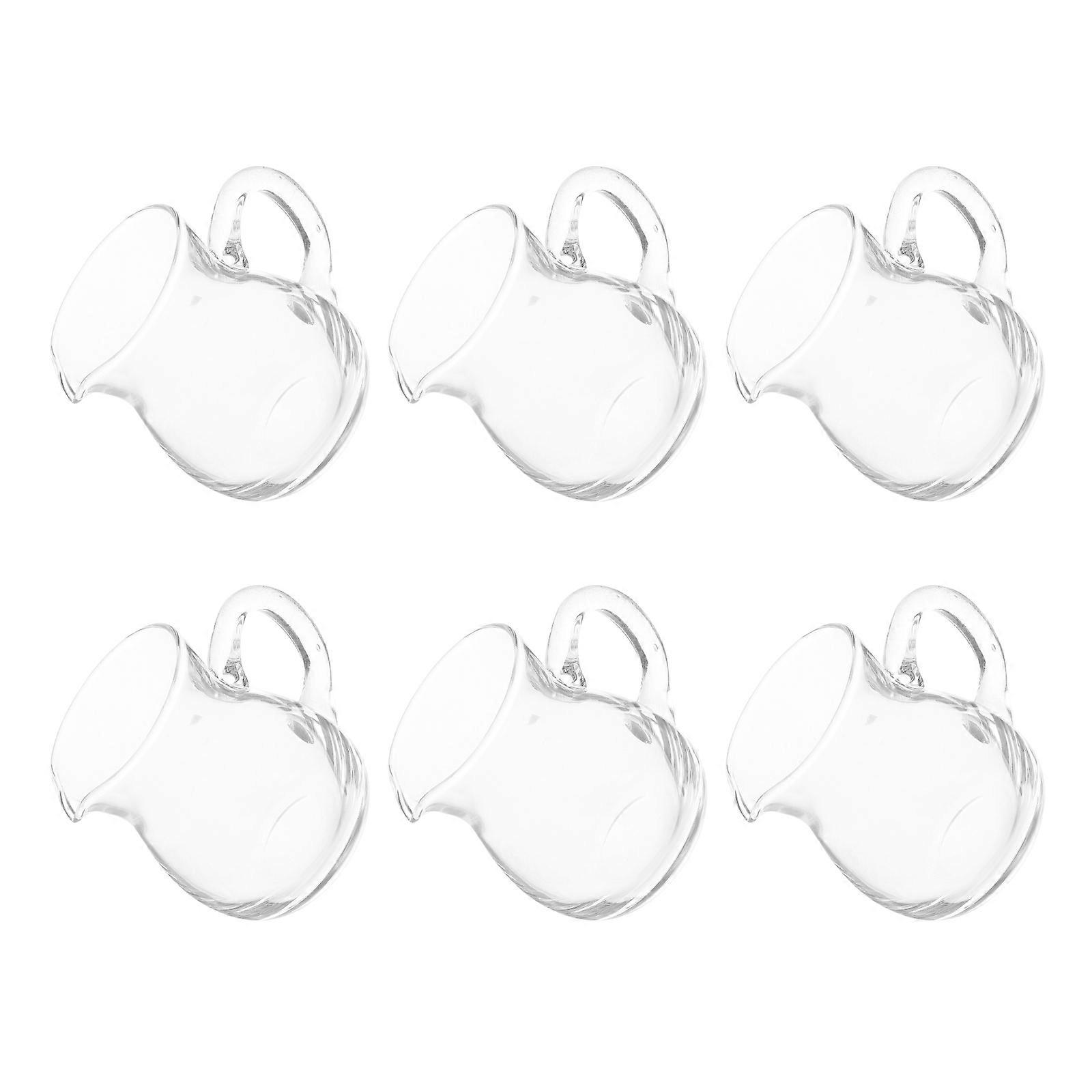 Glass Creamer Dispenser for Daily Use with 6Pcs Mini Pitchers and Handle