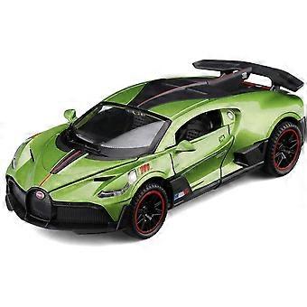 Bugatti Divo Trykstøbt bil, Zinklegering Støbning Model Legetøjsbil Pull Back Bil,1/32 Skala - Legetøjsgave til børn Småbørn Drenge og piger (grøn)