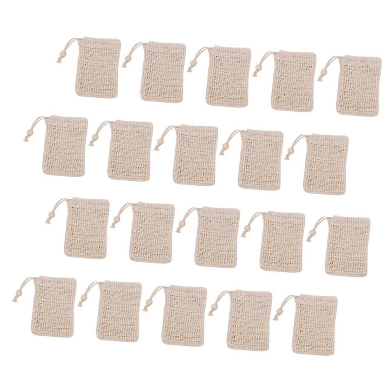 20pcs Cotton Mesh Soap Saver Bag with Drawstring for Rich Foam and Dead Skin Removal