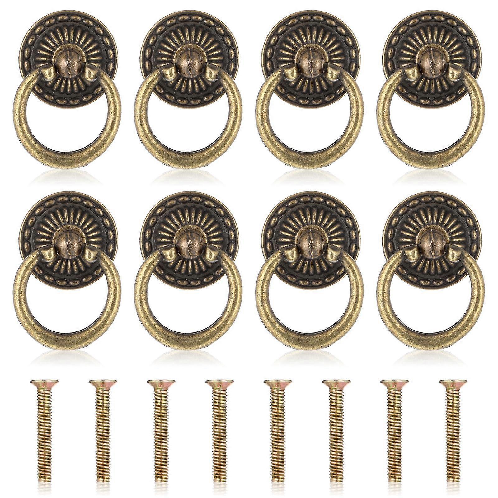 8 Pack Antique Bronze Cabinet Knobs and Vintage Drawer Pull Handles Gold Dresser Set