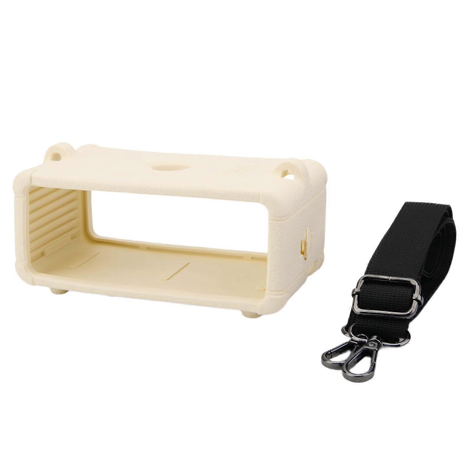 Silicone Case for Loudspeaker with Adjustable Shoulder Strap, Charging Port, White Color, Compatible with Various Models