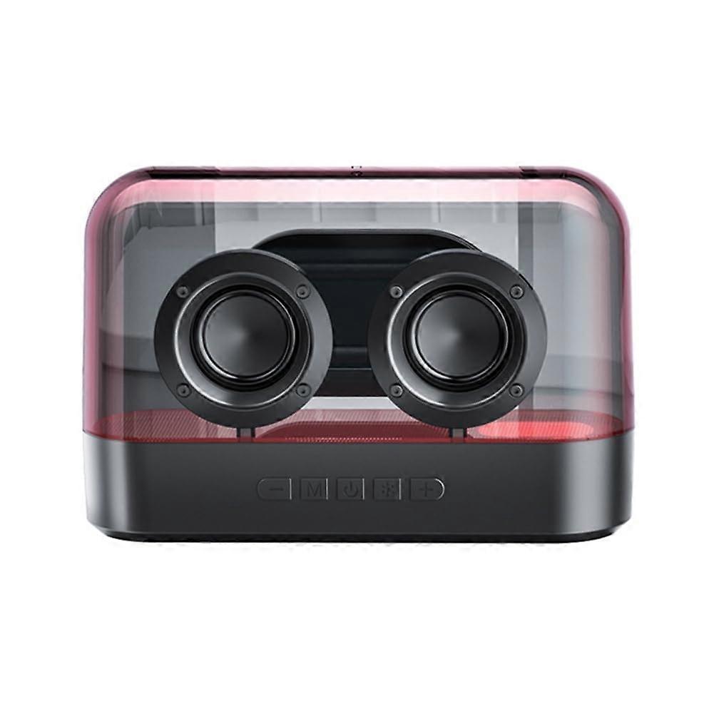 Wireless Bluetooth Speaker Colorful Lights Glazed Finish Multifunction Subwoofer Desktop Plug In Black