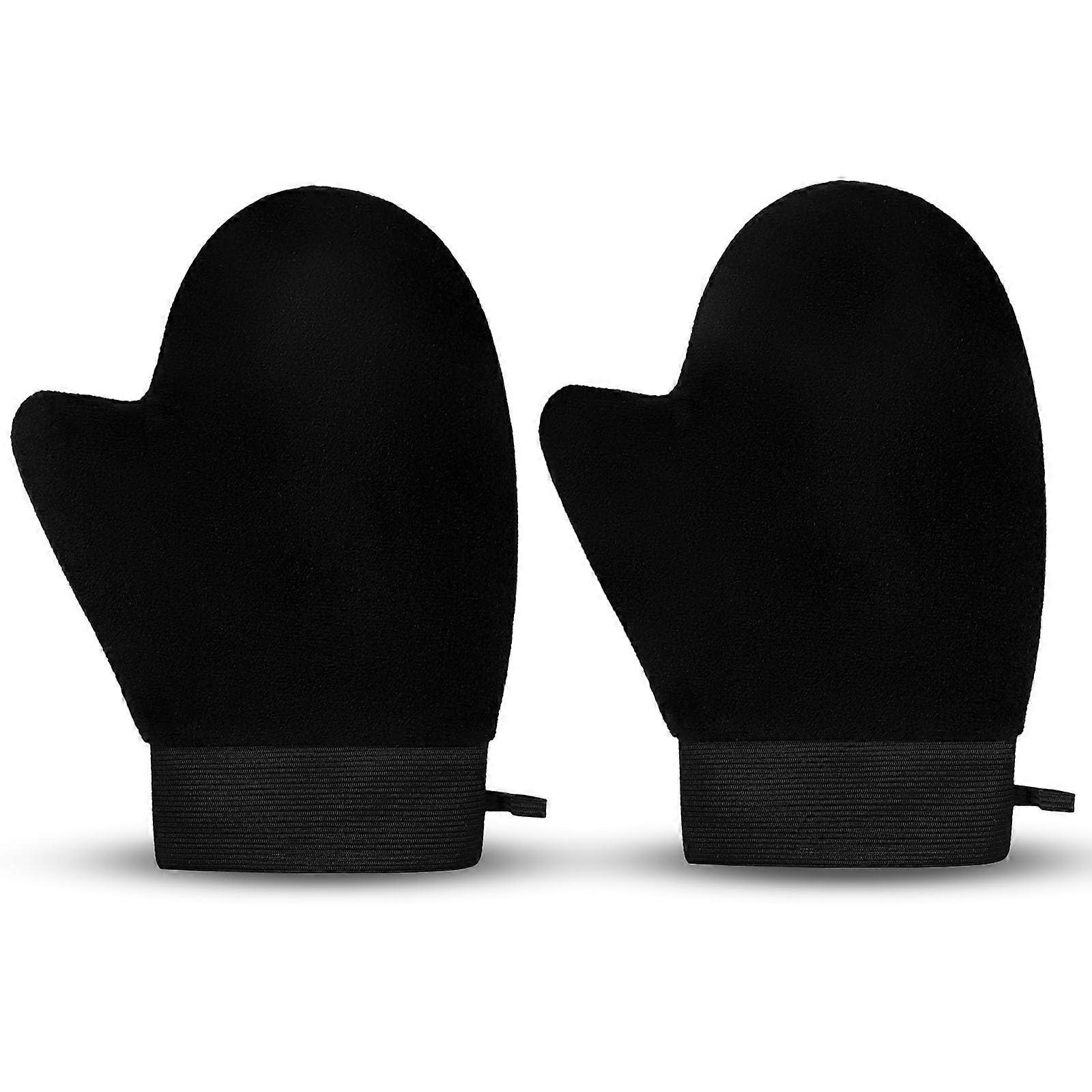2 Pack Self Tanning Mitt for Mousse and Lotion, Reusable Velvet Applicator with Elastic Cuff for Streak Tan